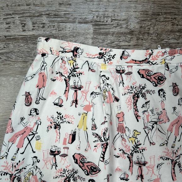 Vintage Novelty Print Skirt White Pink Retro Women Martini Cars Y2K - Picture 3 of 6